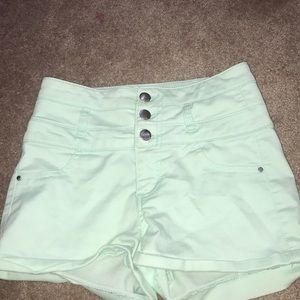Charlotte Russe Refuge Mint High-Waisted Shorts